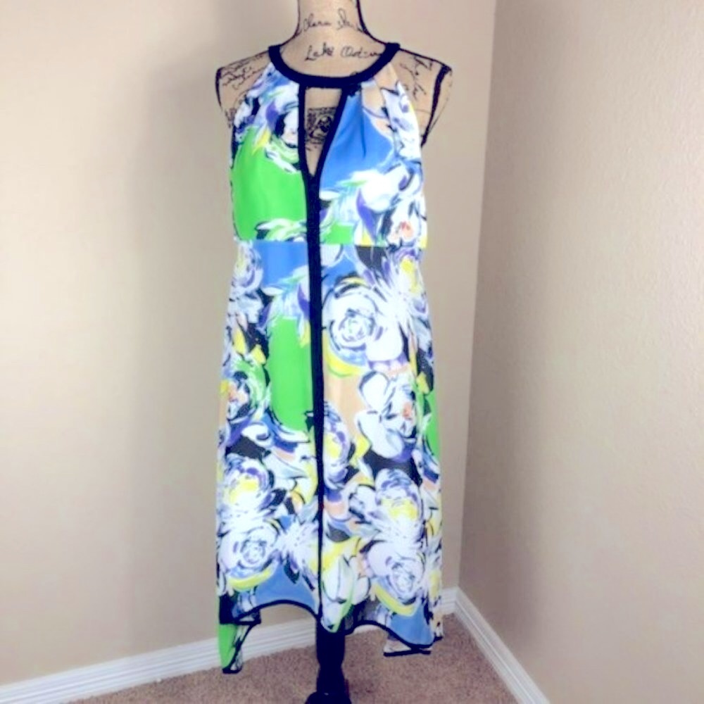 Adrianna Papell Floral Handkerchief Dress NWT 10